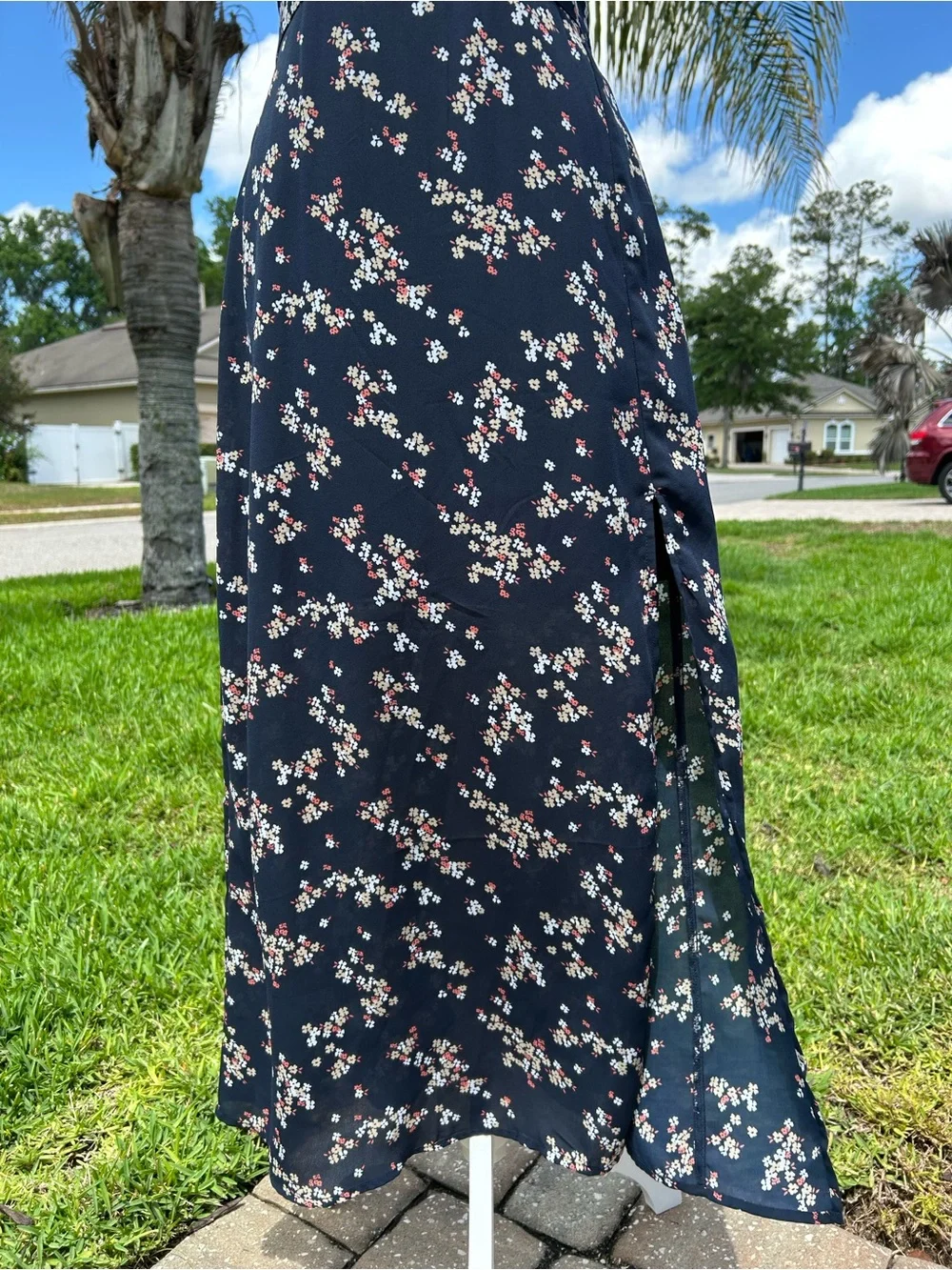NWOT🌸Abercrombie & Fitch Black Floral Maxi Slip Dress